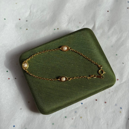Vintage Gold Pearl Bracelet