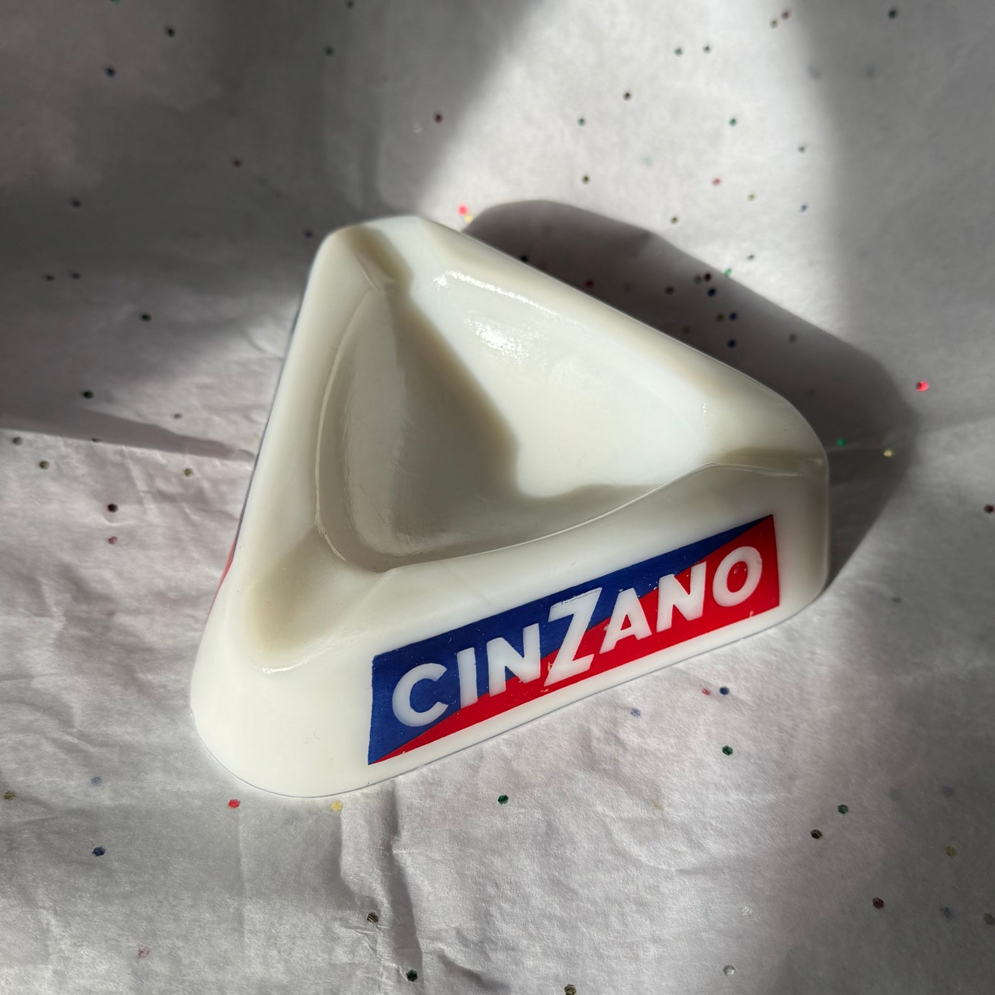 Vintage Cinzano White French Ashtray - Sourced in Paris