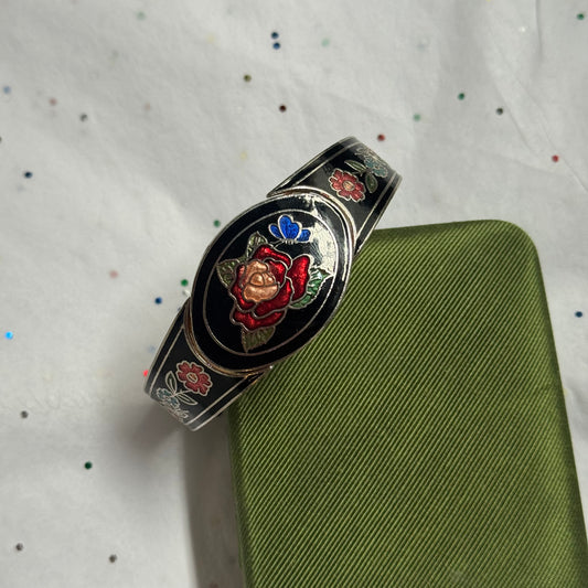 Vintage Rose Enamel Cloisonné Bracelet