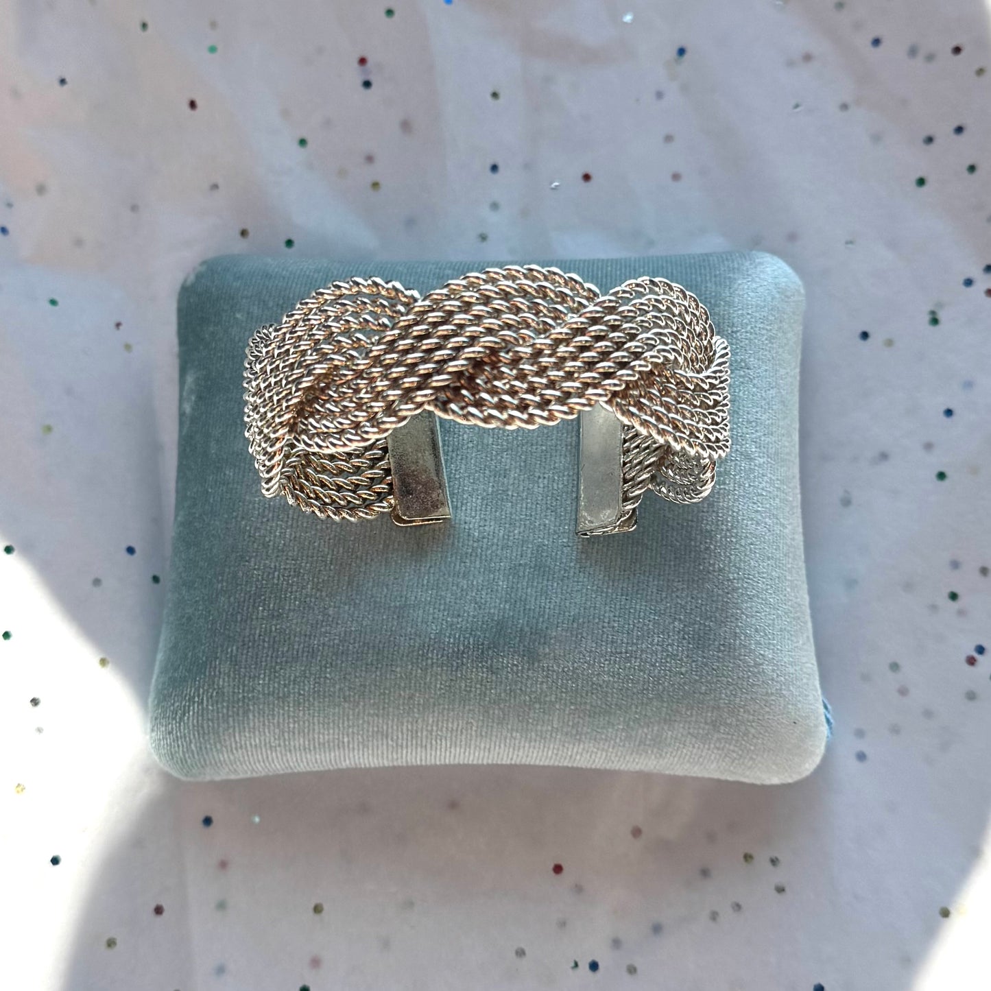 Vintage Braid Silver Tone Cuff Bracelet