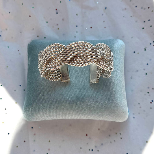Vintage Braid Silver Tone Cuff Bracelet
