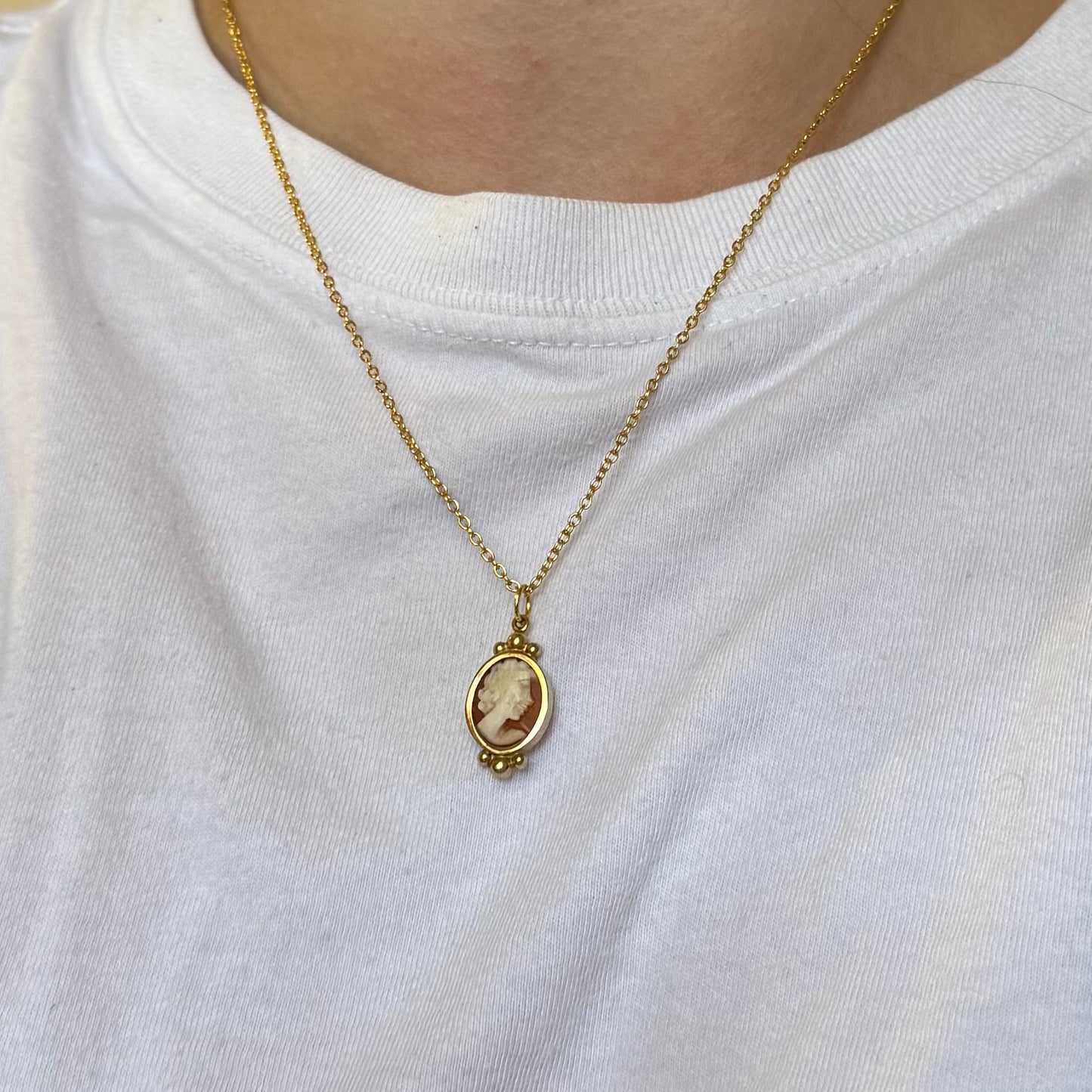 Vintage Gold Cameo Necklace - Sourced in Paris