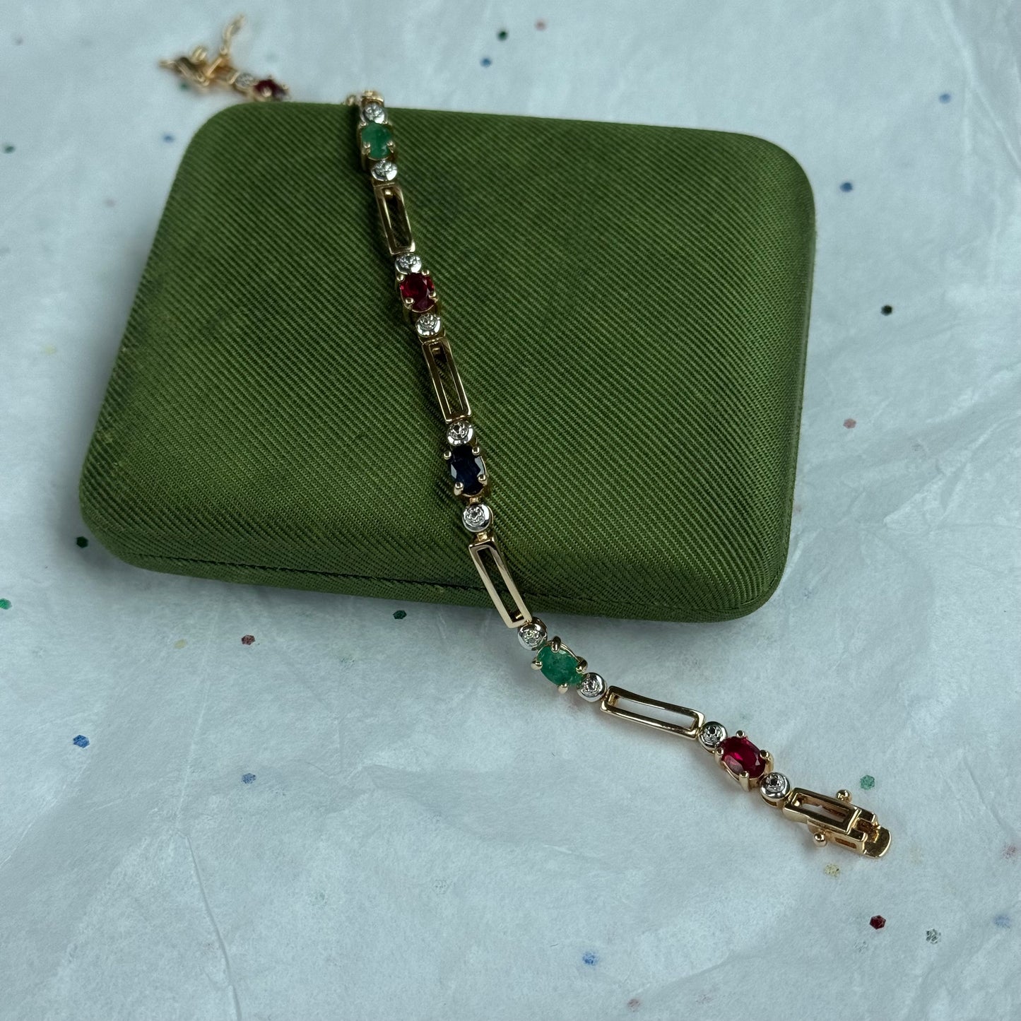 Vintage Sterling Silver Gold Vermeil Colorful Tennis Bracelet