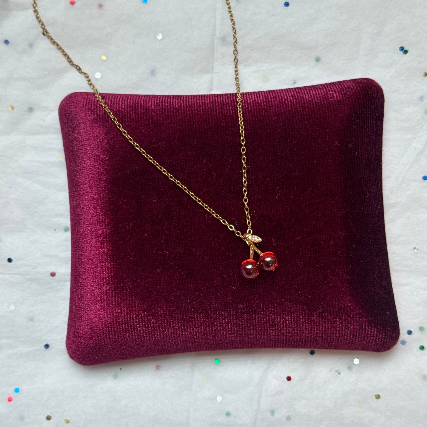 Gold Cherry Pendant Necklace