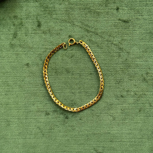 Vintage Gold Cuban Link Chain Bracelet
