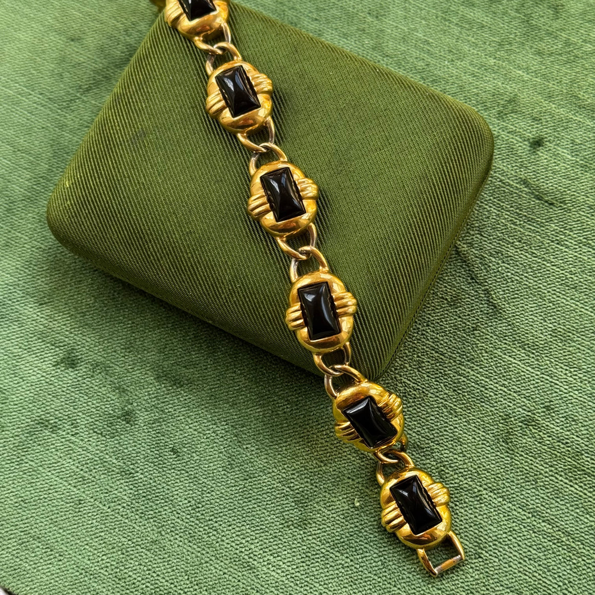 Vintage Trifari Gold & Black Enamel Bracelet