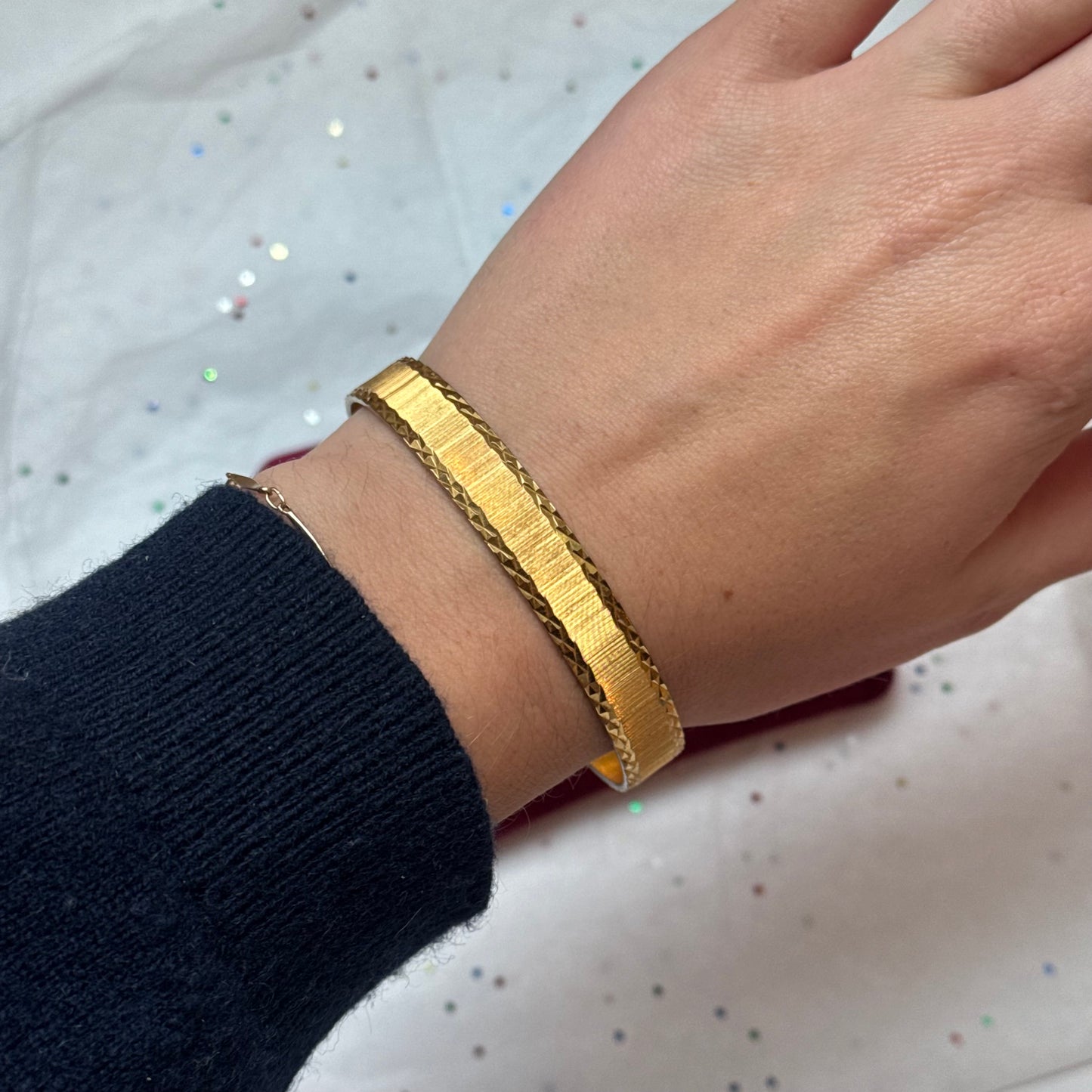 Vintage Faceted Gold Bangle Bracelet