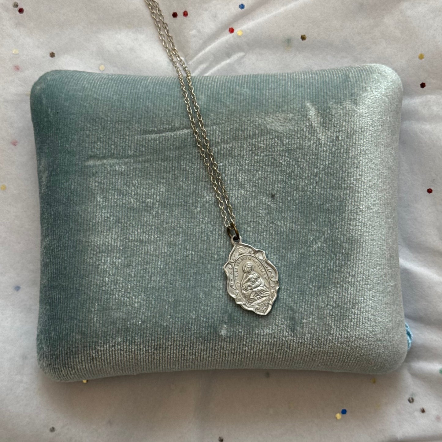 Vintage Silver Catholic Pendant Necklace - Sourced in Italy