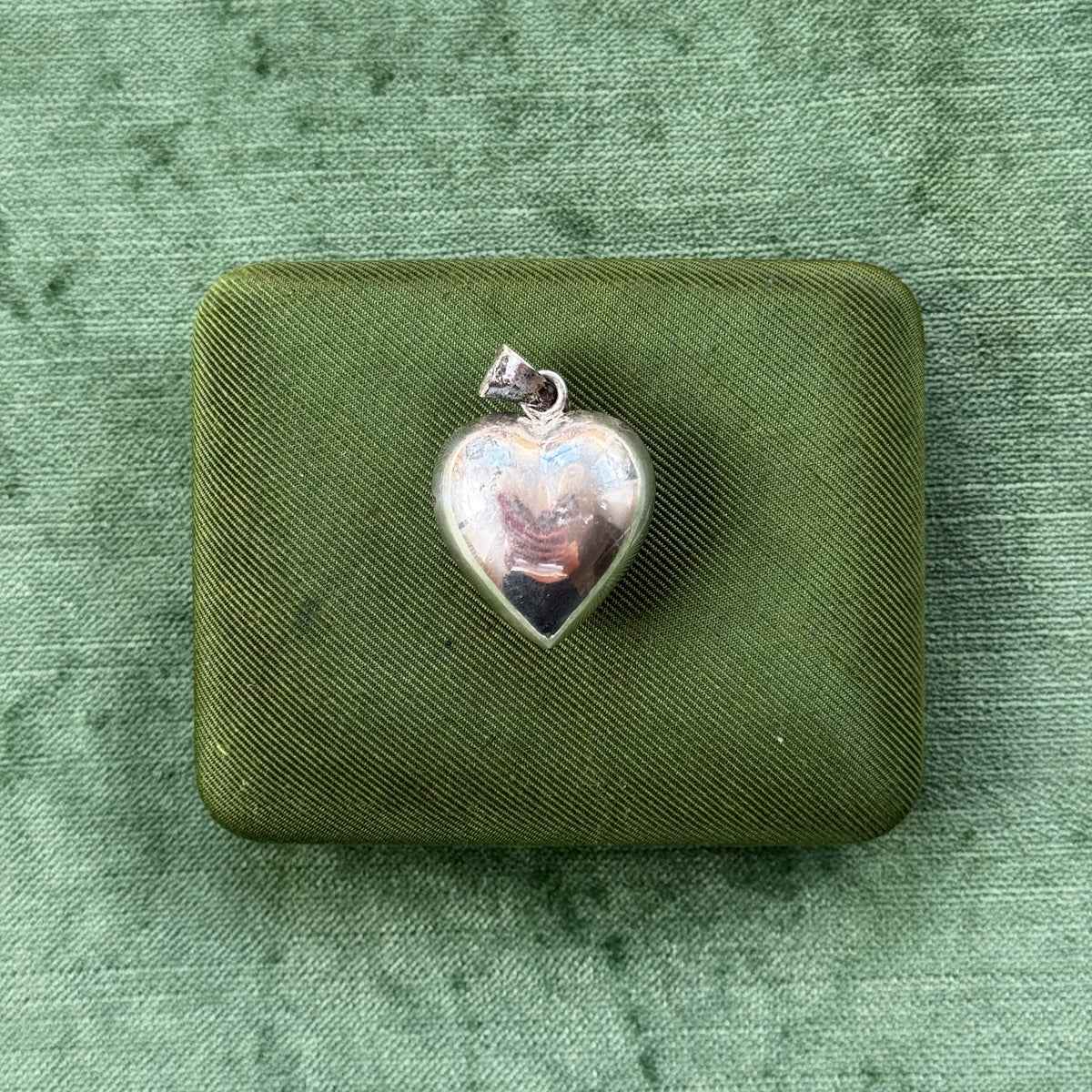 Vintage Sterling Silver Puffy Heart Jingle Pendant Charm