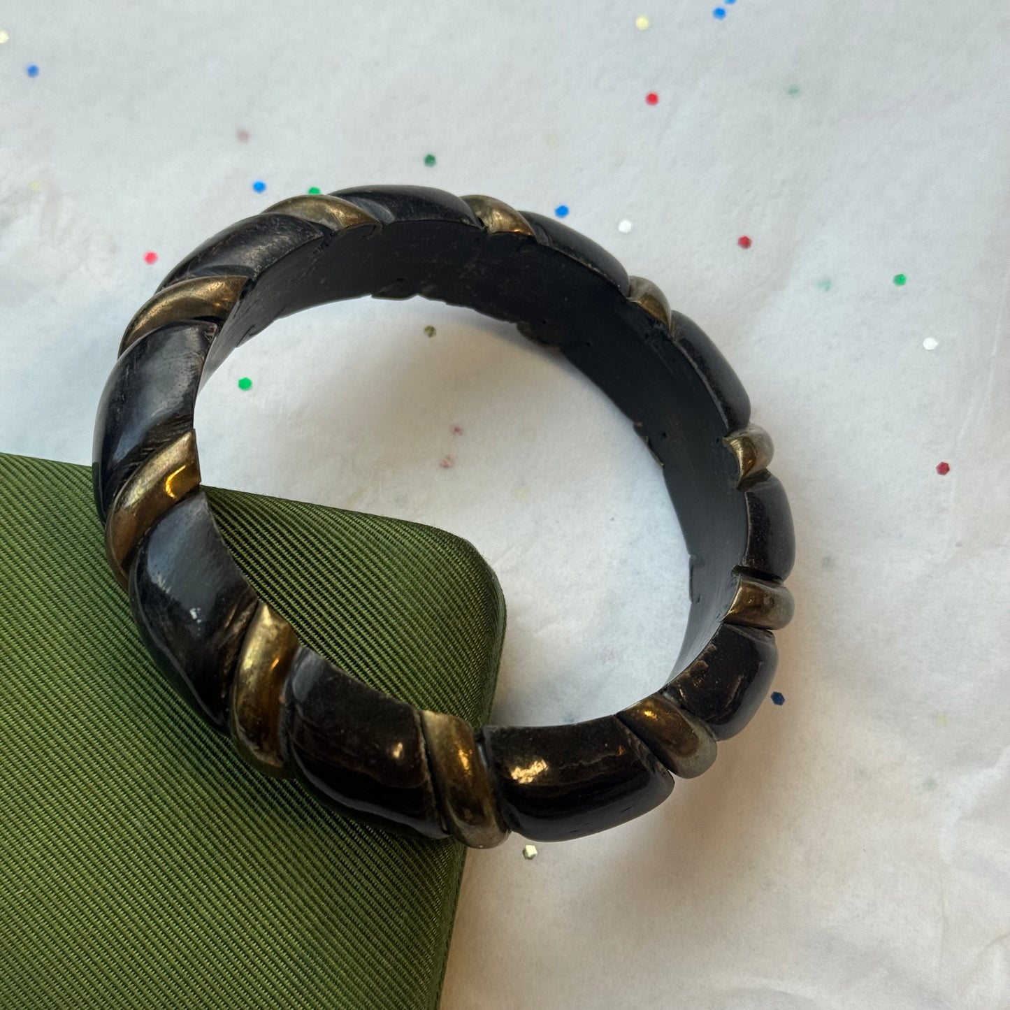 Vintage Gold & Black Bangle Bracelet