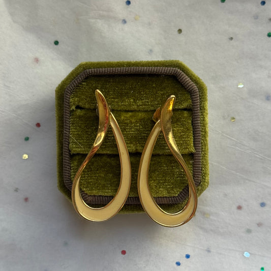 Vintage Avon Gold Enamel Teardrop Earrings