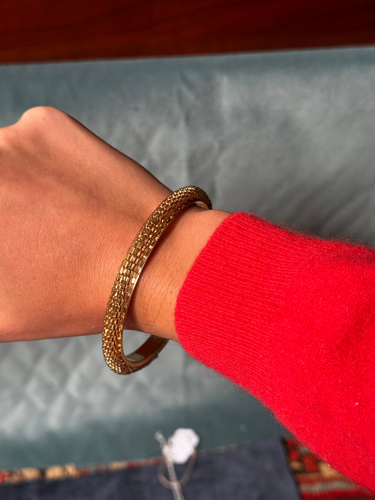 Vintage Gold Mesh Bangle Bracelet