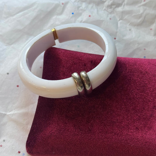 Vintage White Bangle Cuff Bracelet
