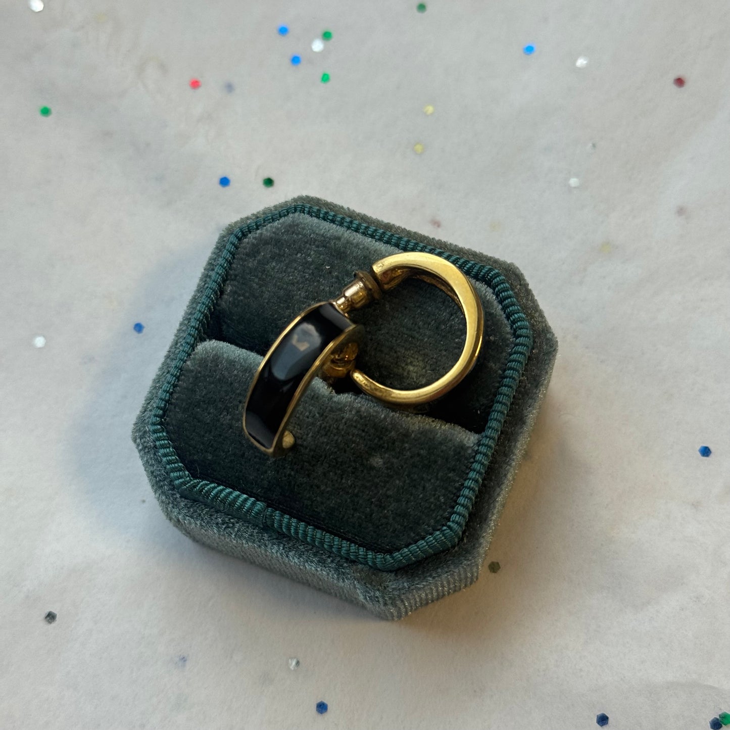 Vintage Black Enamel & Gold Earrings