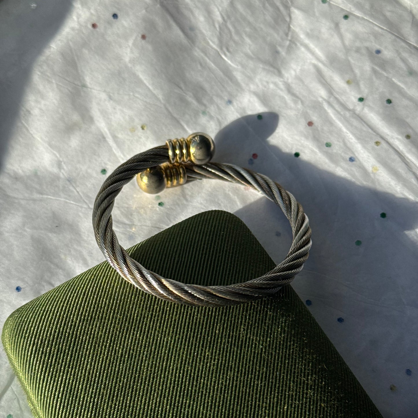 Vintage Two Tone Twisted Cuff Bracelet