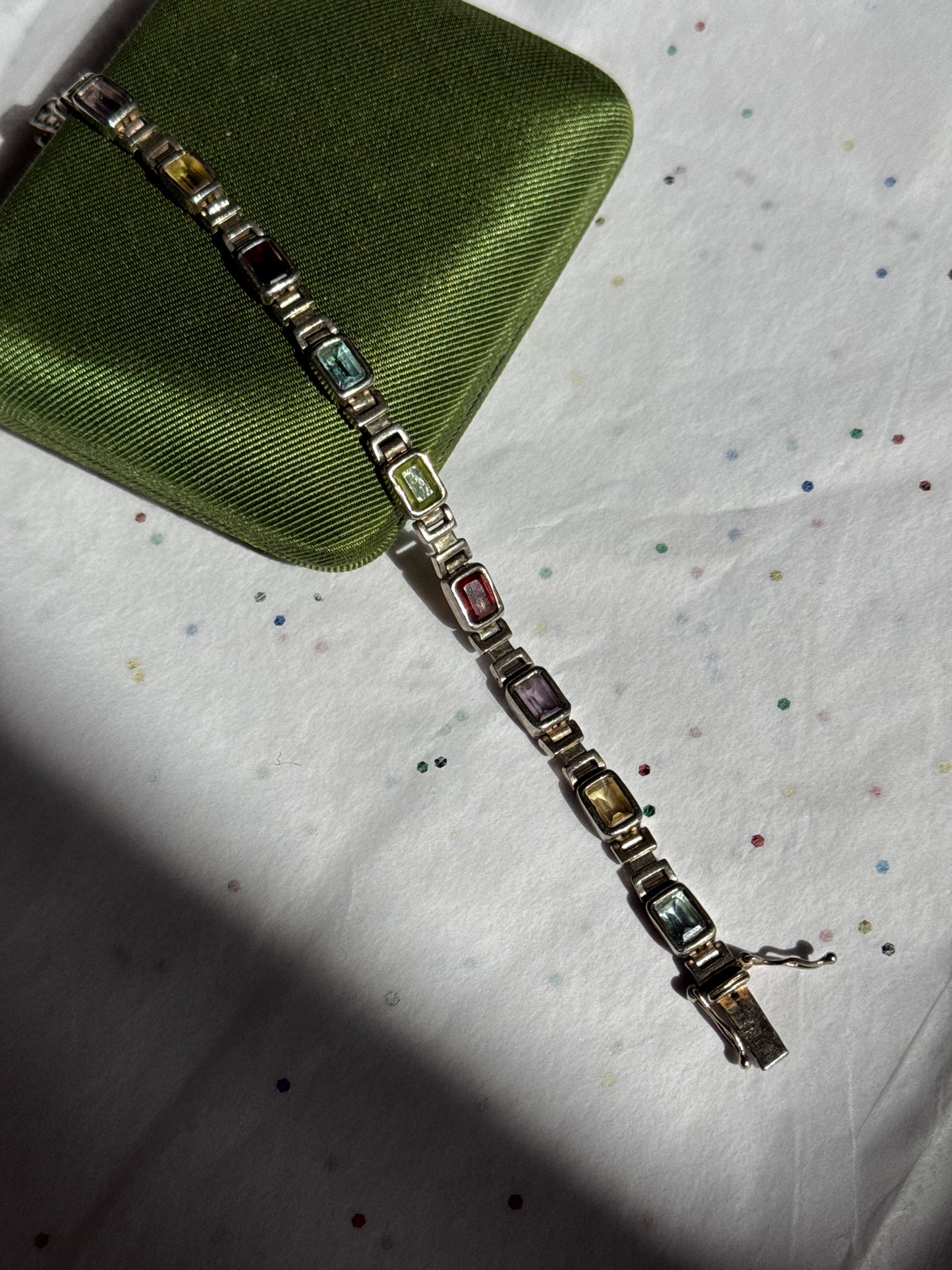 Vintage Sterling Silver Multi Gemstone Bracelet