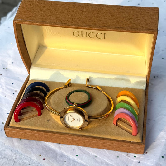 Vintage Working Gucci Bezel Watch with Original Box