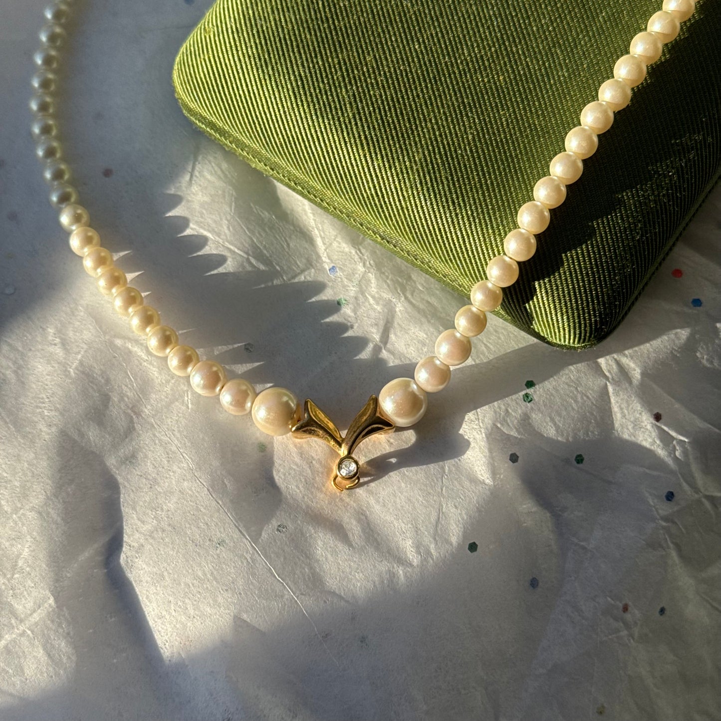 Vintage Gold Pearl Necklace