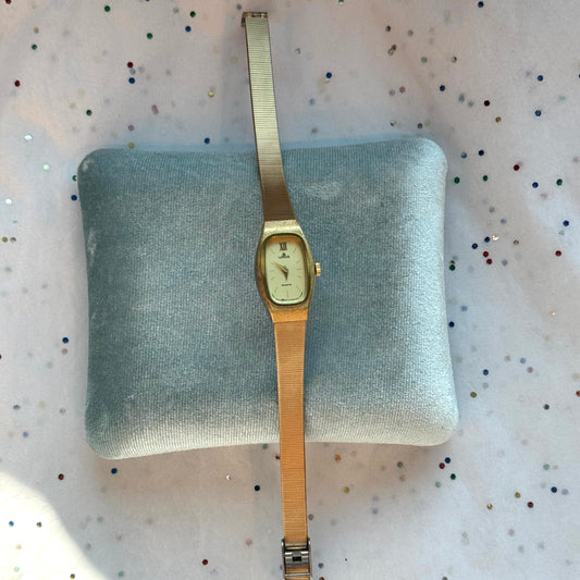 Vintage Gold Elongated Rectangle Face Lorus Watch
