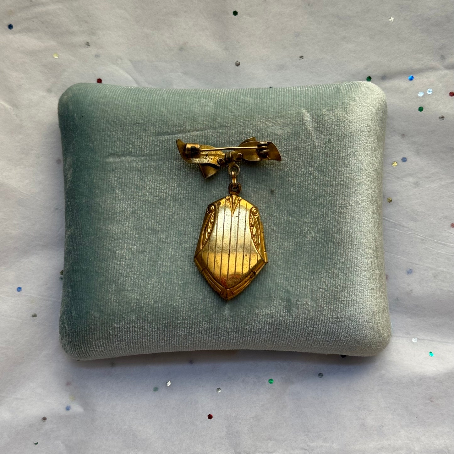 Vintage Gold Filled Locket Bow Brooch