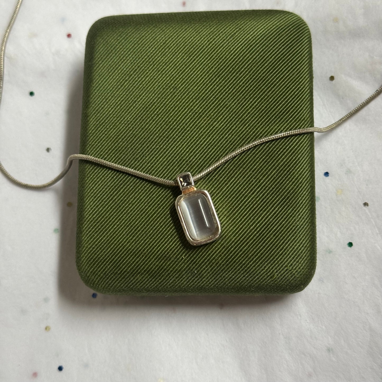 Vintage Silver Stone Pendant Necklace