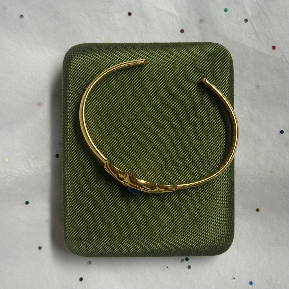 Vintage Blue Stone Gold Cuff Bracelet