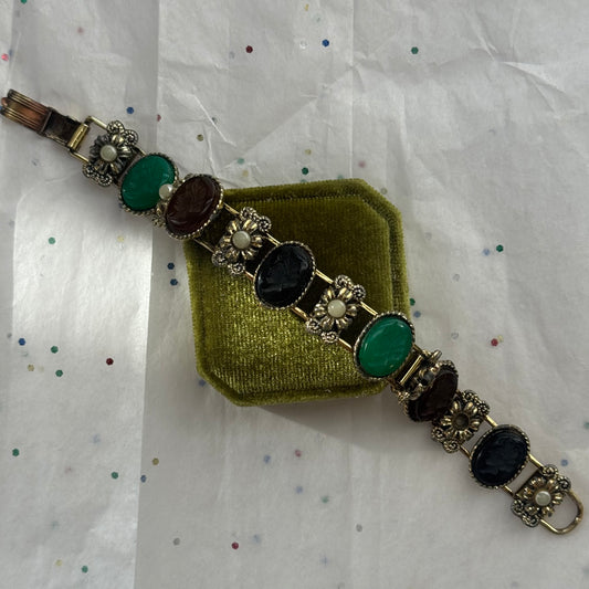 Vintage Bookchain Intaglio Bracelet