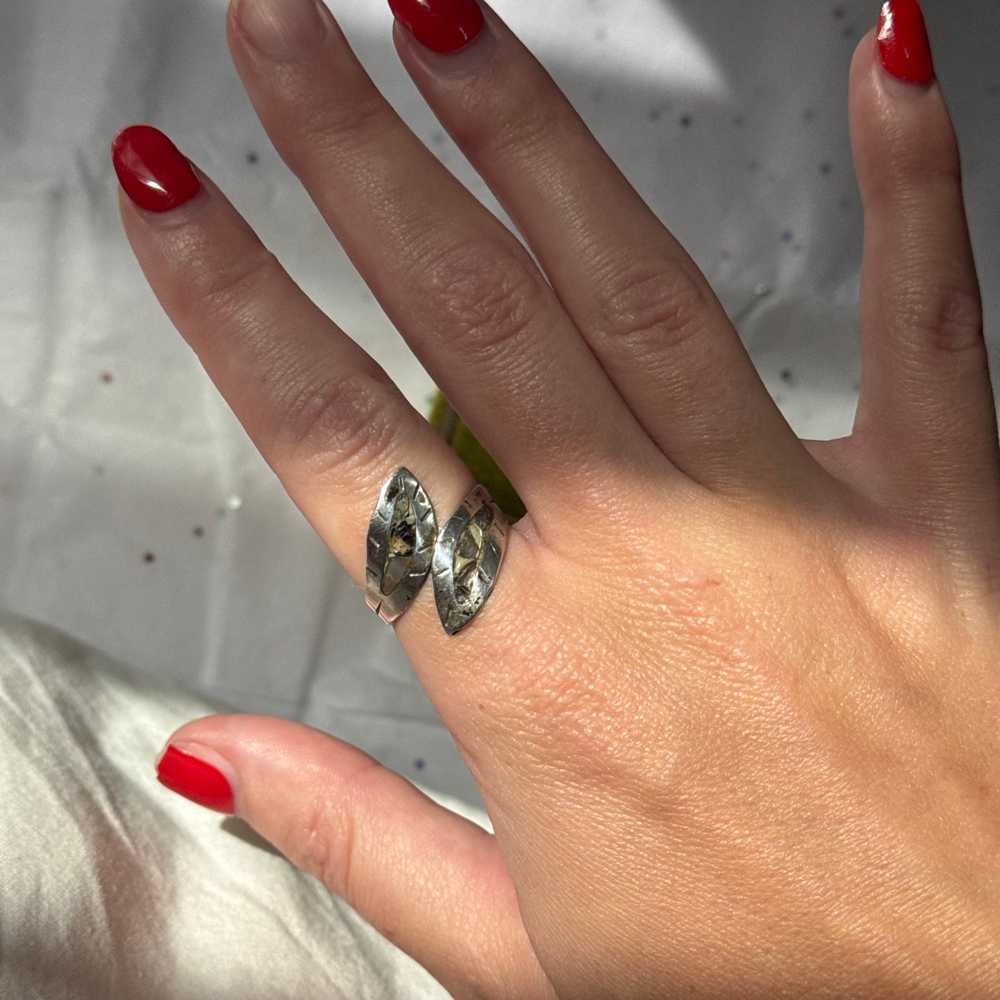 Vintage Sterling Silver Abalone Wrap Ring