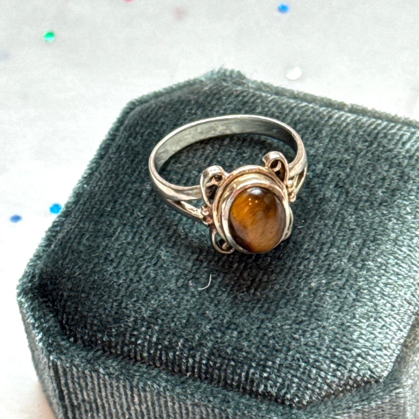 Vintage Sterling Silver Tiger Eye Ring