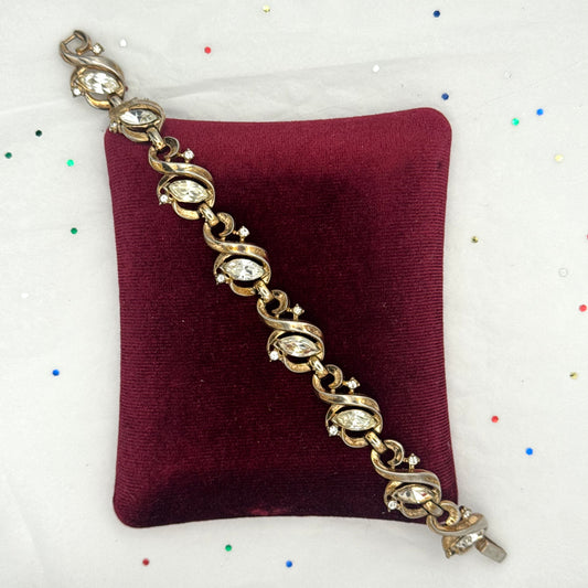 Vintage Trifari Gold Rhinestone Bracelet
