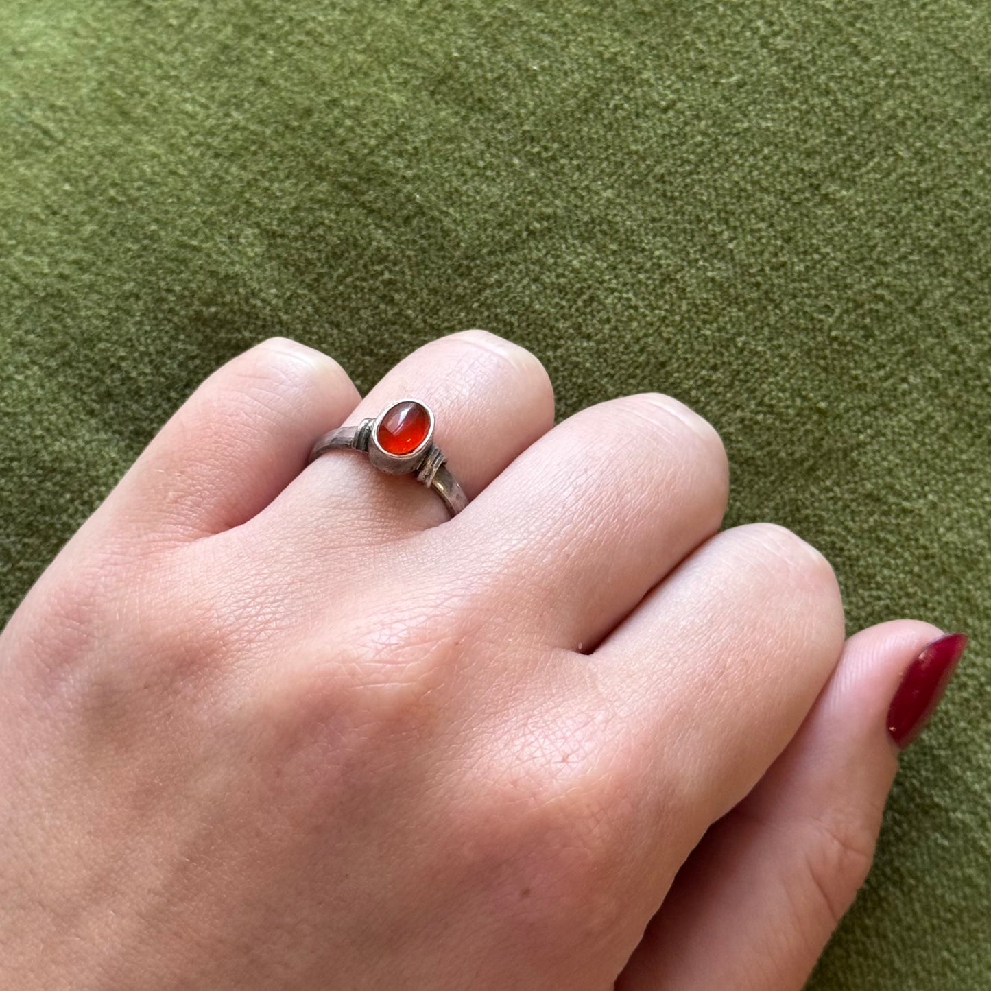 Vintage Carnelian Sterling Silver Ring - Sourced in Paris