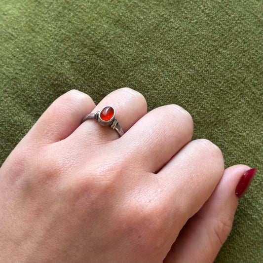 Vintage Carnelian Sterling Silver Ring - Sourced in Paris