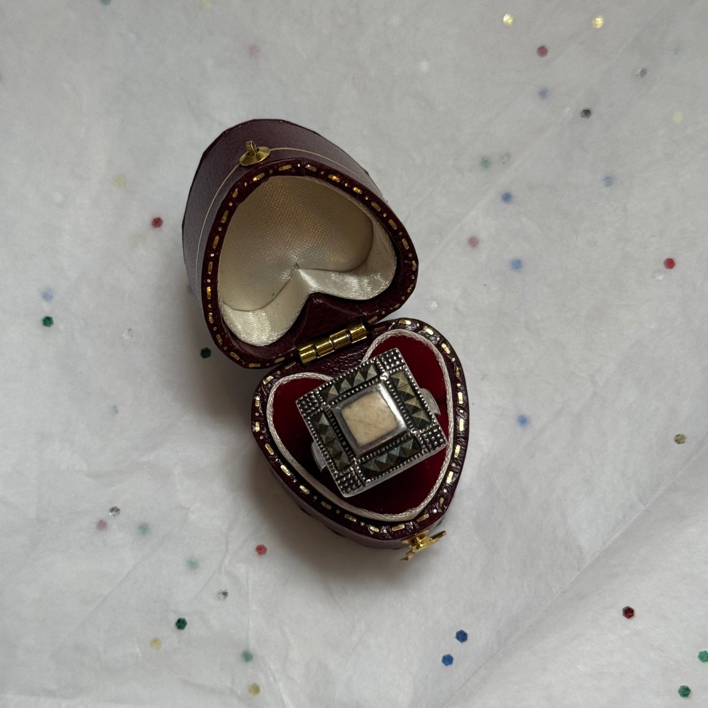 Vintage Sterling Silver Mercasite & Quartz Ring