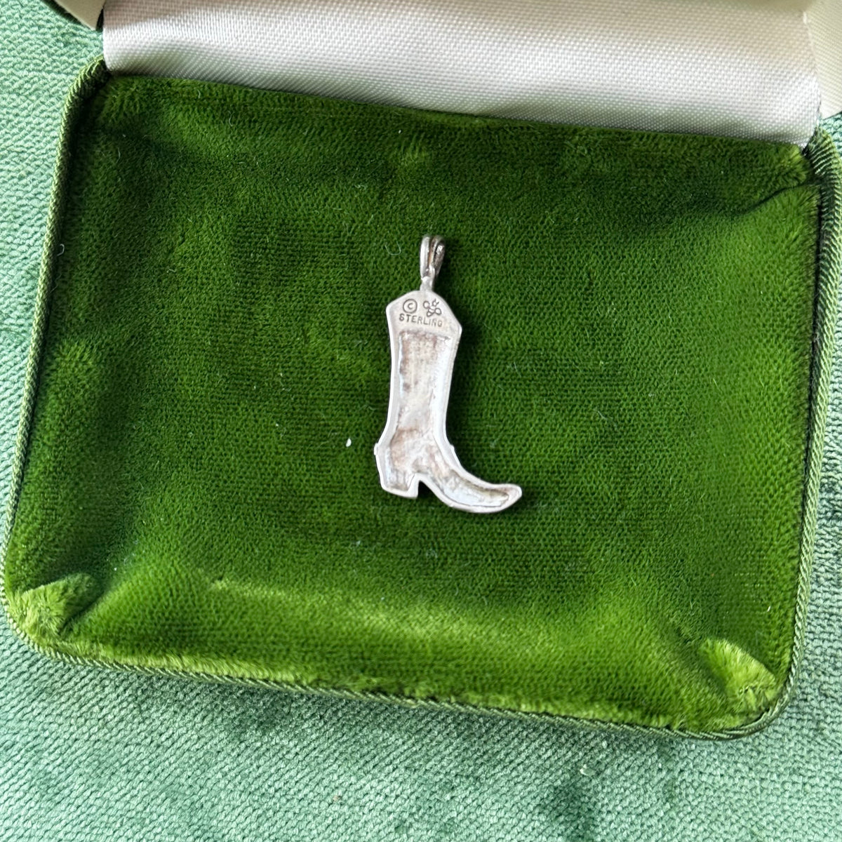 Vintage Sterling Silver Cowboy Boot Pendant Charm