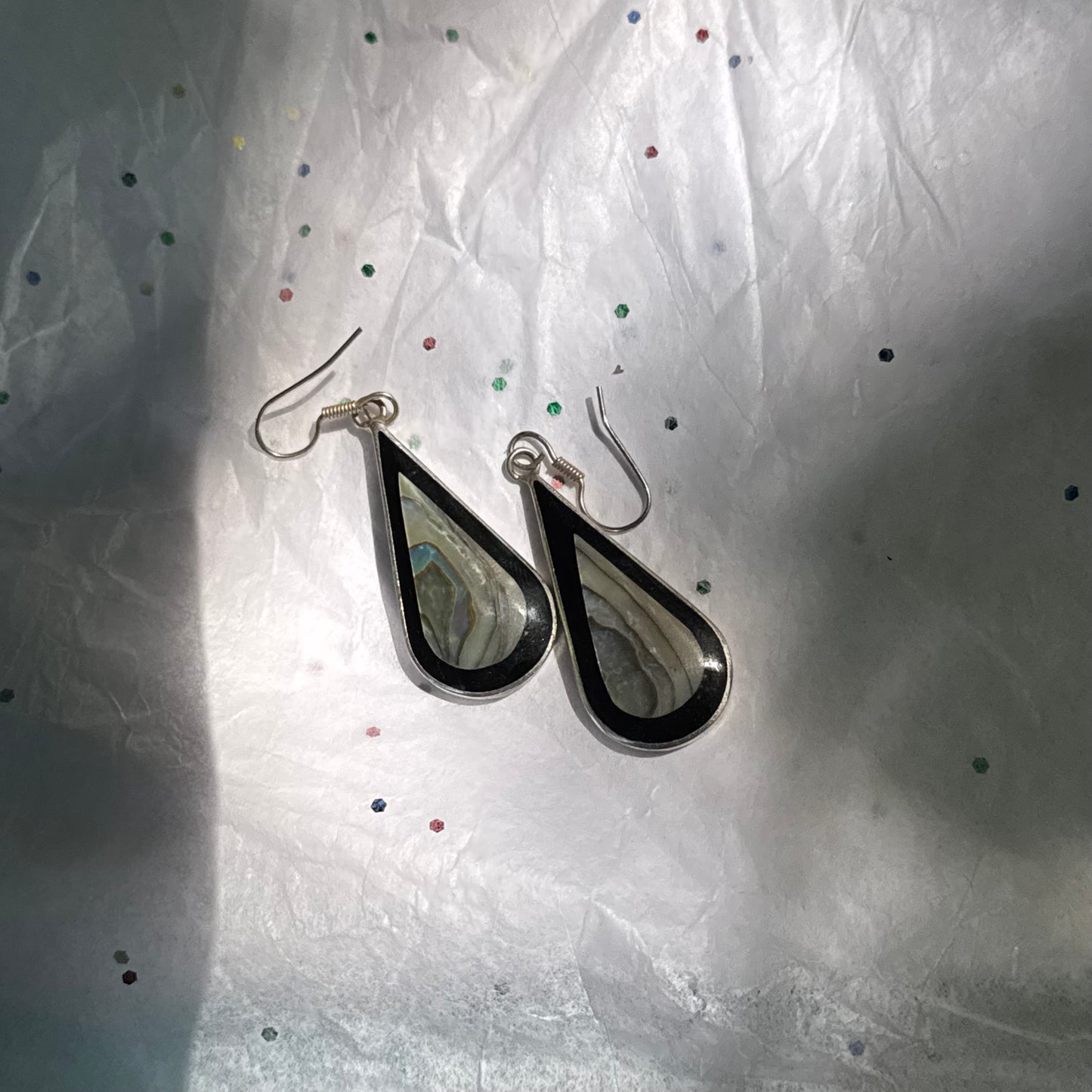 Vintage Abalone Shell Sterling Silver Earrings