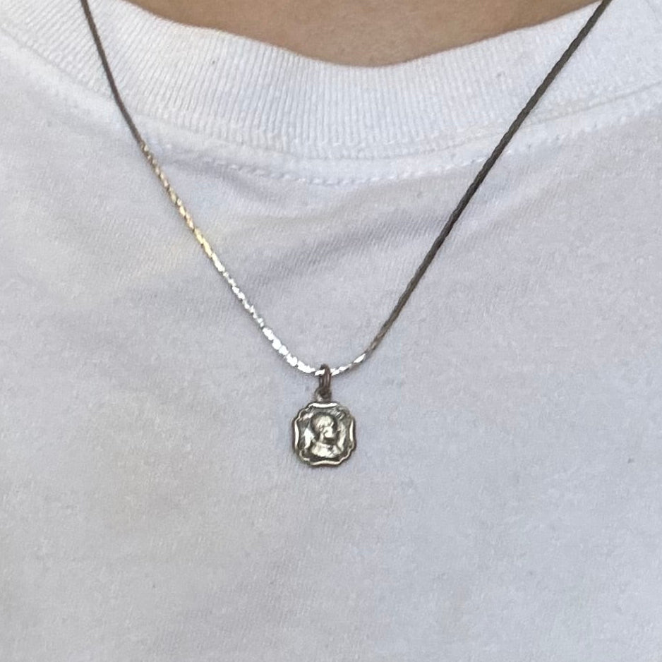 Vintage Silver Catholic Pendant Necklace - Sourced in Paris