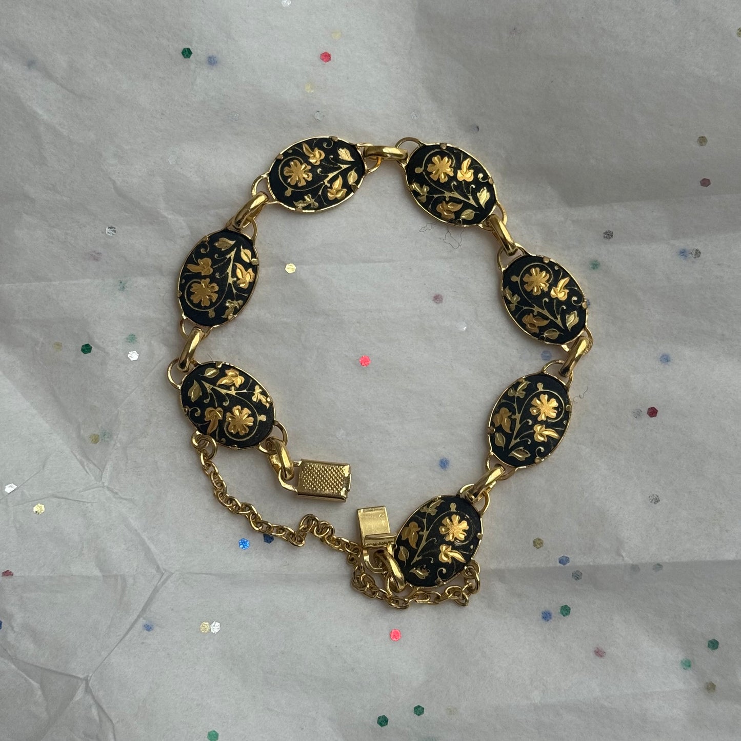 Vintage Damascene Gold & Black Bracelet