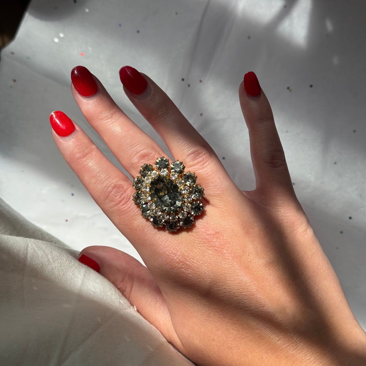 Vintage Rhinestone Cocktail Ring