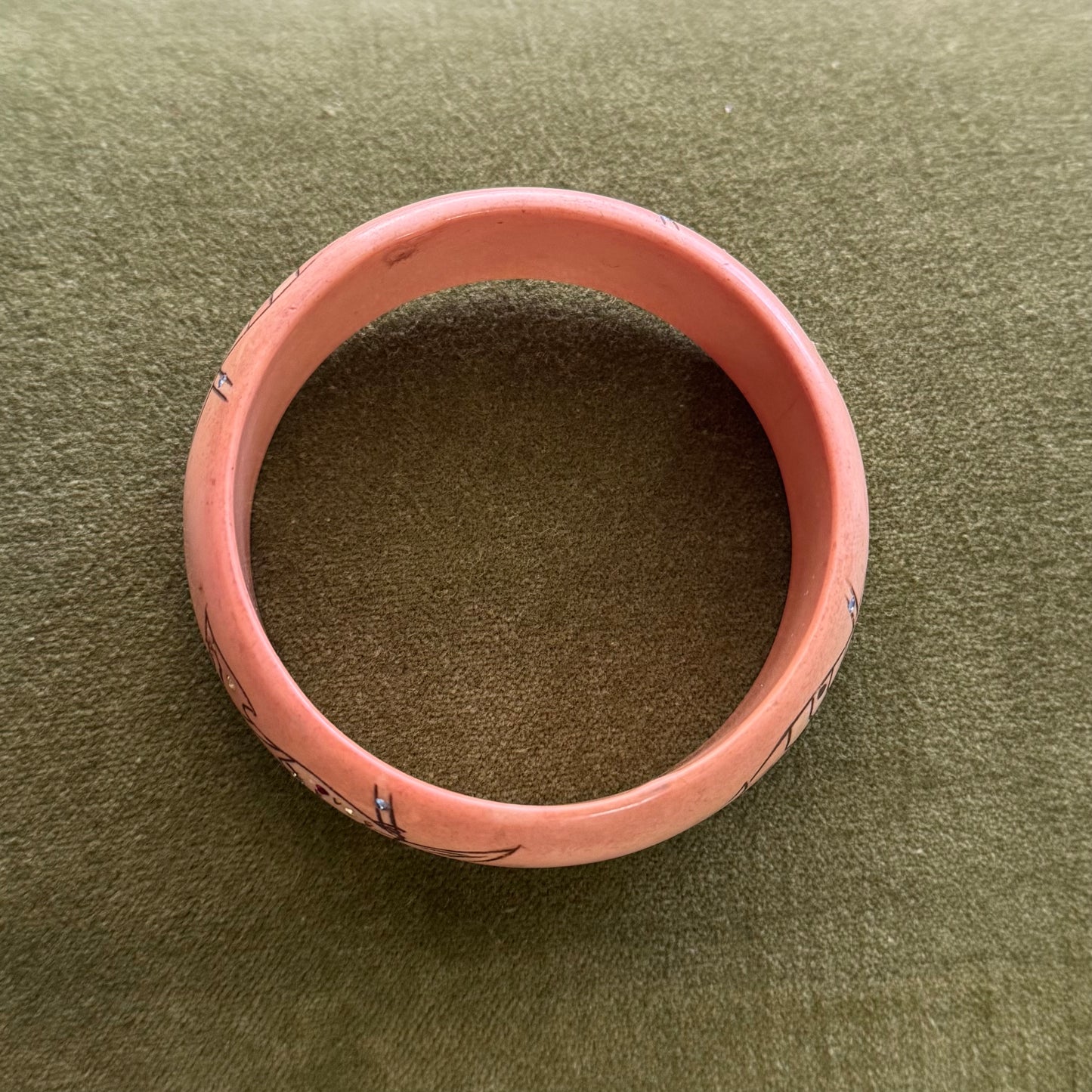 Vintage Bird Coral Bangle Bracelet with Rhinestones - Sourced in Paris