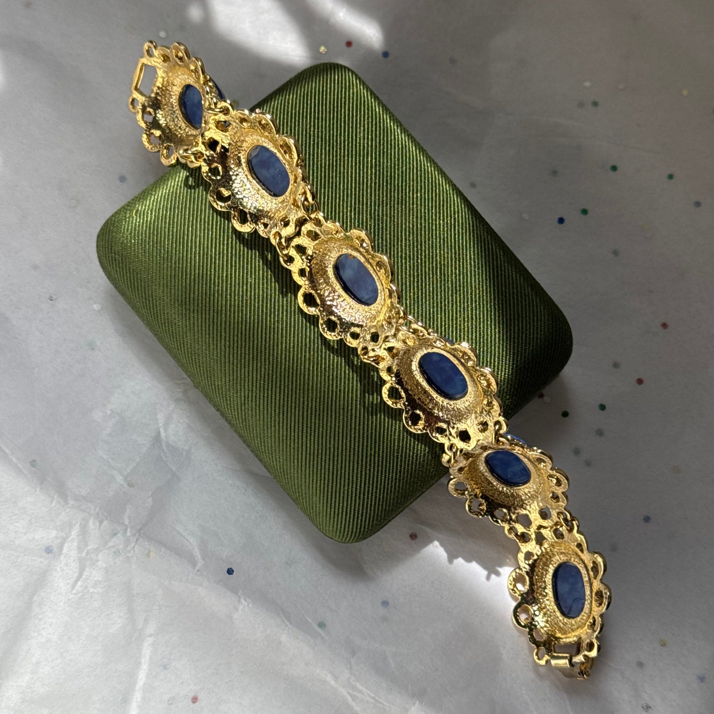 Vintage Blue Stone Gold Bracelet
