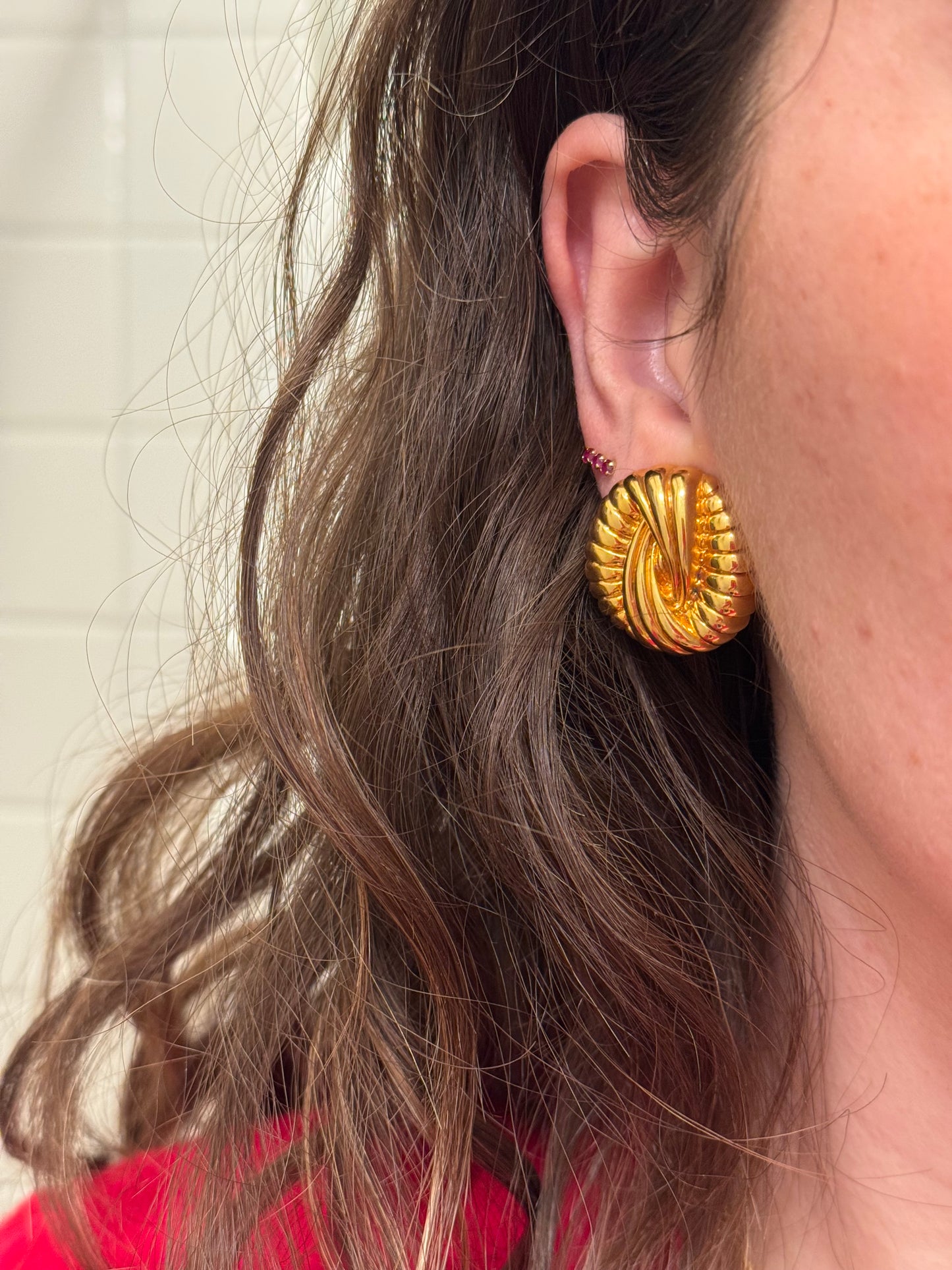 Vintage Statement Gold Knot Clip Earrings