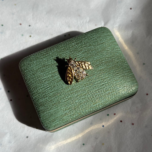 Vintage Trifari Gold Bee Brooch with Rhinestones