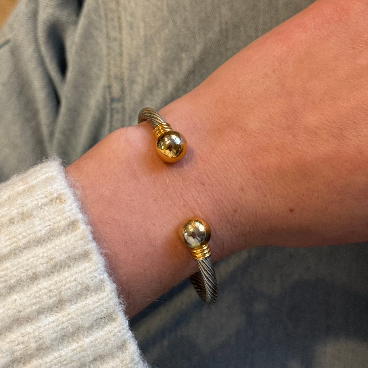 Vintage Two Tone Twisted Cuff Bracelet
