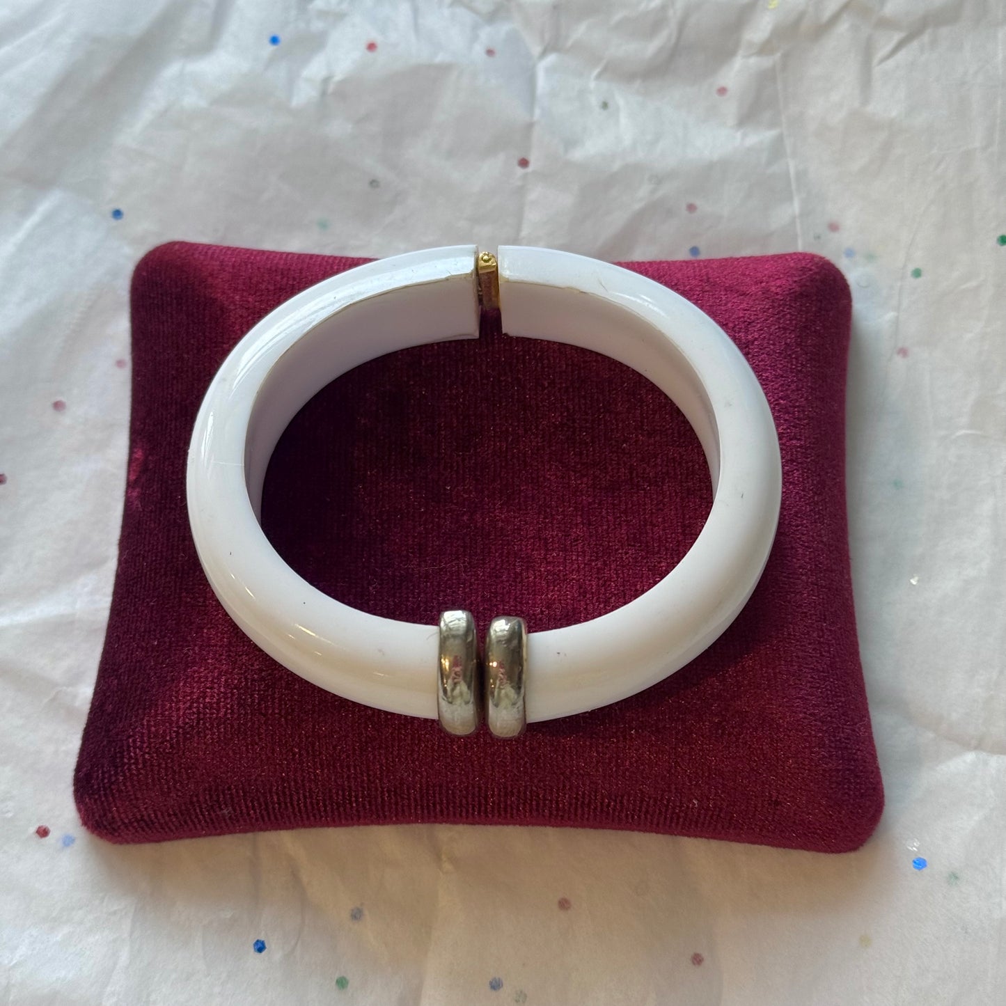 Vintage White Bangle Cuff Bracelet
