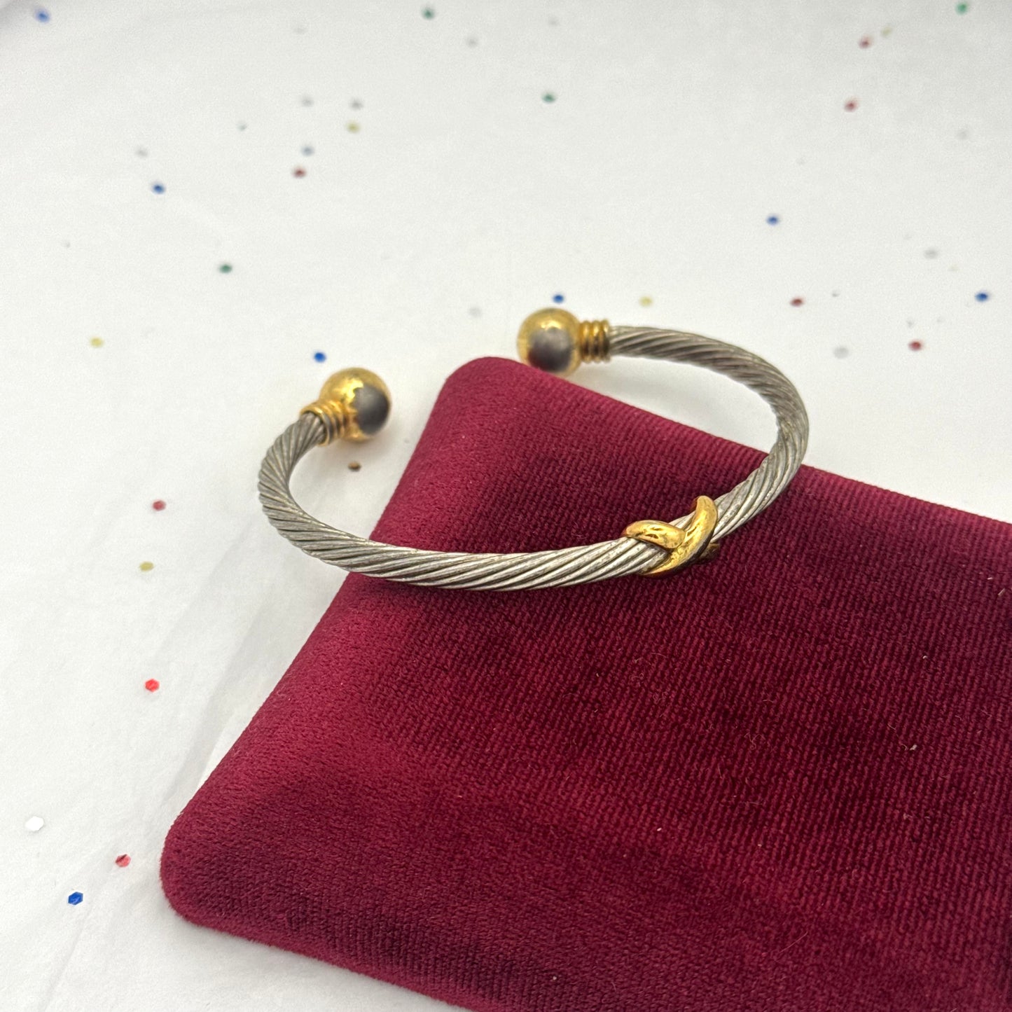 Vintage Two Tone Twisted Cuff Bracelet
