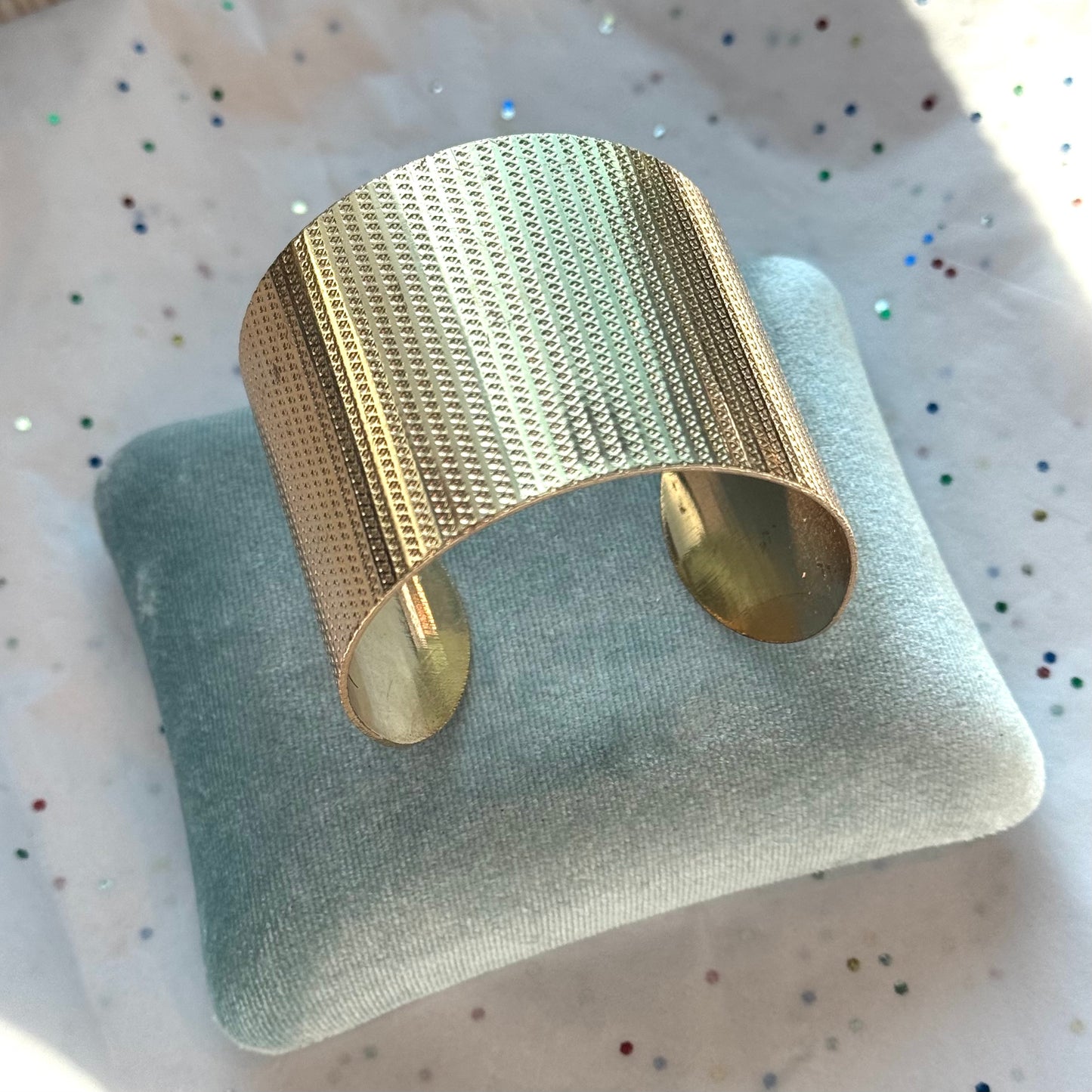 Vintage Textured Gold Tone Cuff Bracelet