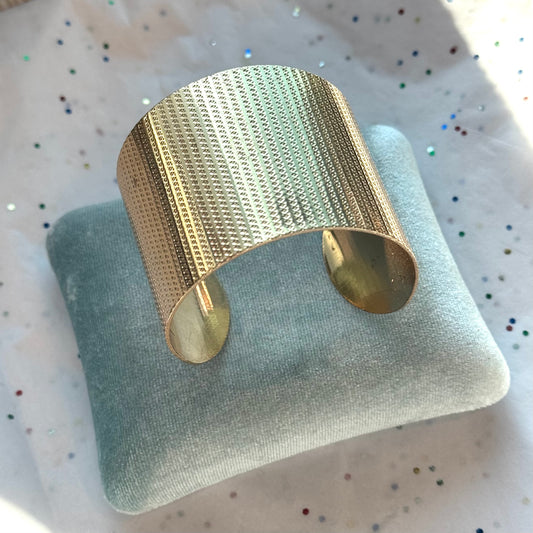 Vintage Textured Gold Tone Cuff Bracelet
