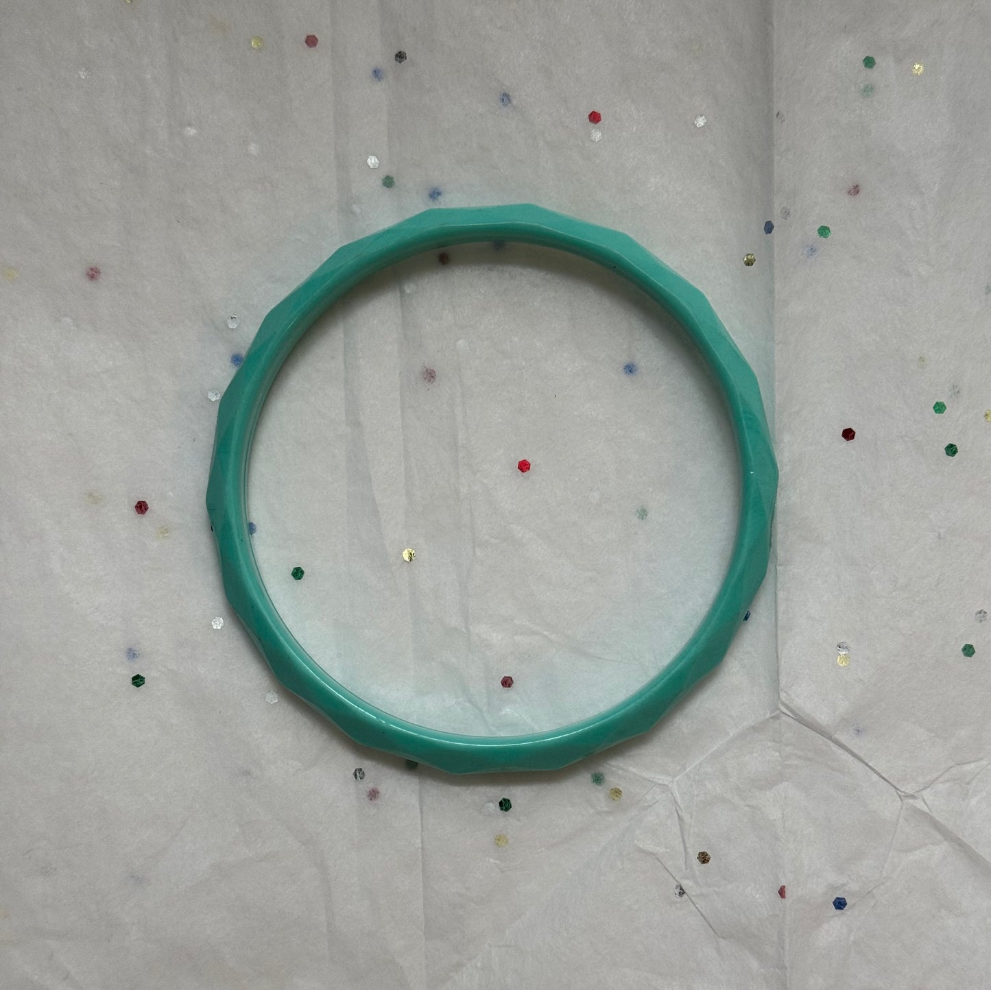 Vintage Faceted Teal Bangle Bracelet