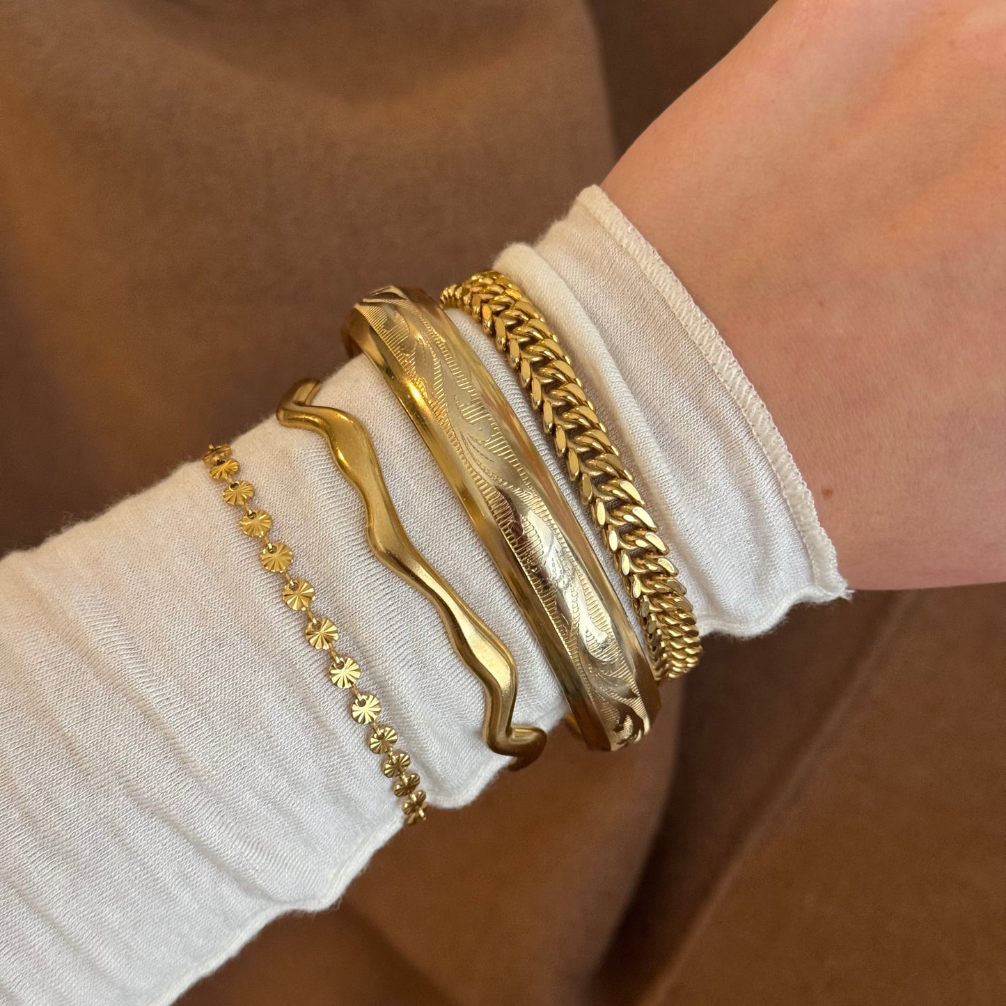 Gold Wavy Cuff Bracelet