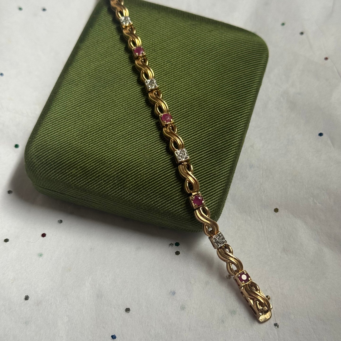 Vintage Sterling Silver Gold Vermeil Ruby Tennis Bracelet